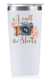 onebttl photography gifts for photographers for women, 20oz stainless steel insulated wine tumbler mug with lid - white