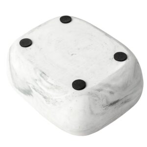 MyGift Modern White Resin Sponge Holder for Kitchen Sink, Countertop Sponge Dish with 2 Compartments and Marble Pattern