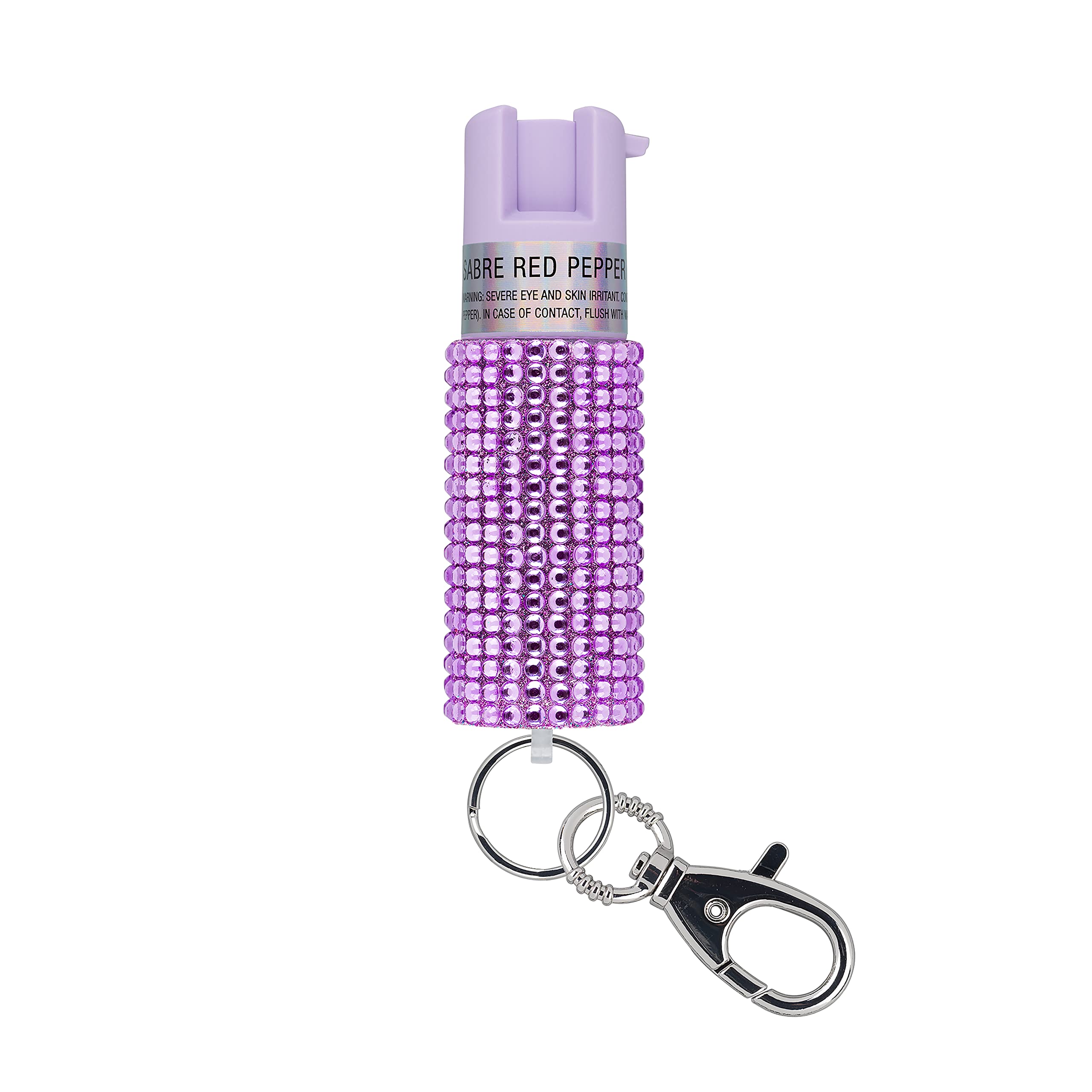 SABRE Jeweled Pepper Spray, Fashionable Monochromatic Design, Quick and Easy Access Snap Clip for Secure Attachment and Key Ring, 25 Bursts, 10-Foot (3-Meter) Range