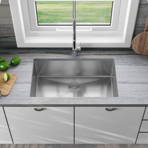 sinber 32" x 19" x 10" undermount single bowl kitchen sink with 16 gauge 304 stainless steel satin finish hu3219s-16g (sink only)