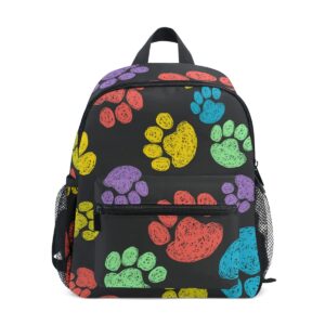 jiponi toddler backpack cute rainbow dog paw print kids backpack for girls boys, cute preschool backpack with chest strap pockets