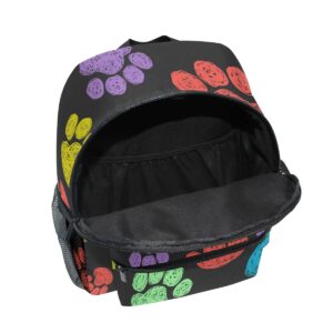 JIPONI Toddler Backpack Cute Rainbow Dog Paw Print Kids Backpack For Girls Boys, Cute Preschool Backpack With Chest Strap Pockets