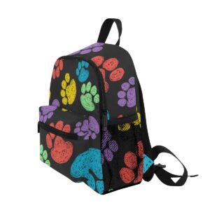 JIPONI Toddler Backpack Cute Rainbow Dog Paw Print Kids Backpack For Girls Boys, Cute Preschool Backpack With Chest Strap Pockets