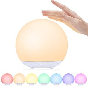 night light for kids, usb rechargeable beside lamp with dimmable,warm light,7 colors changing,touch control, 0.5/1hour timer for nursery, baby,bedroom,camping,gift