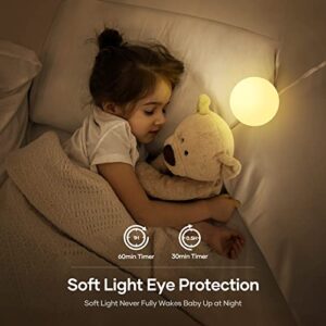 Night Light for Kids, USB Rechargeable Beside Lamp with Dimmable,Warm Light,7 Colors Changing,Touch Control, 0.5/1hour Timer for Nursery, Baby,Bedroom,Camping,Gift