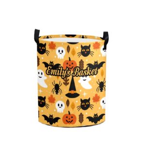 halloween ghost pumpkin personalized freestanding laundry hamper, custom waterproof collapsible drawstring basket storage bins with handle for clothes