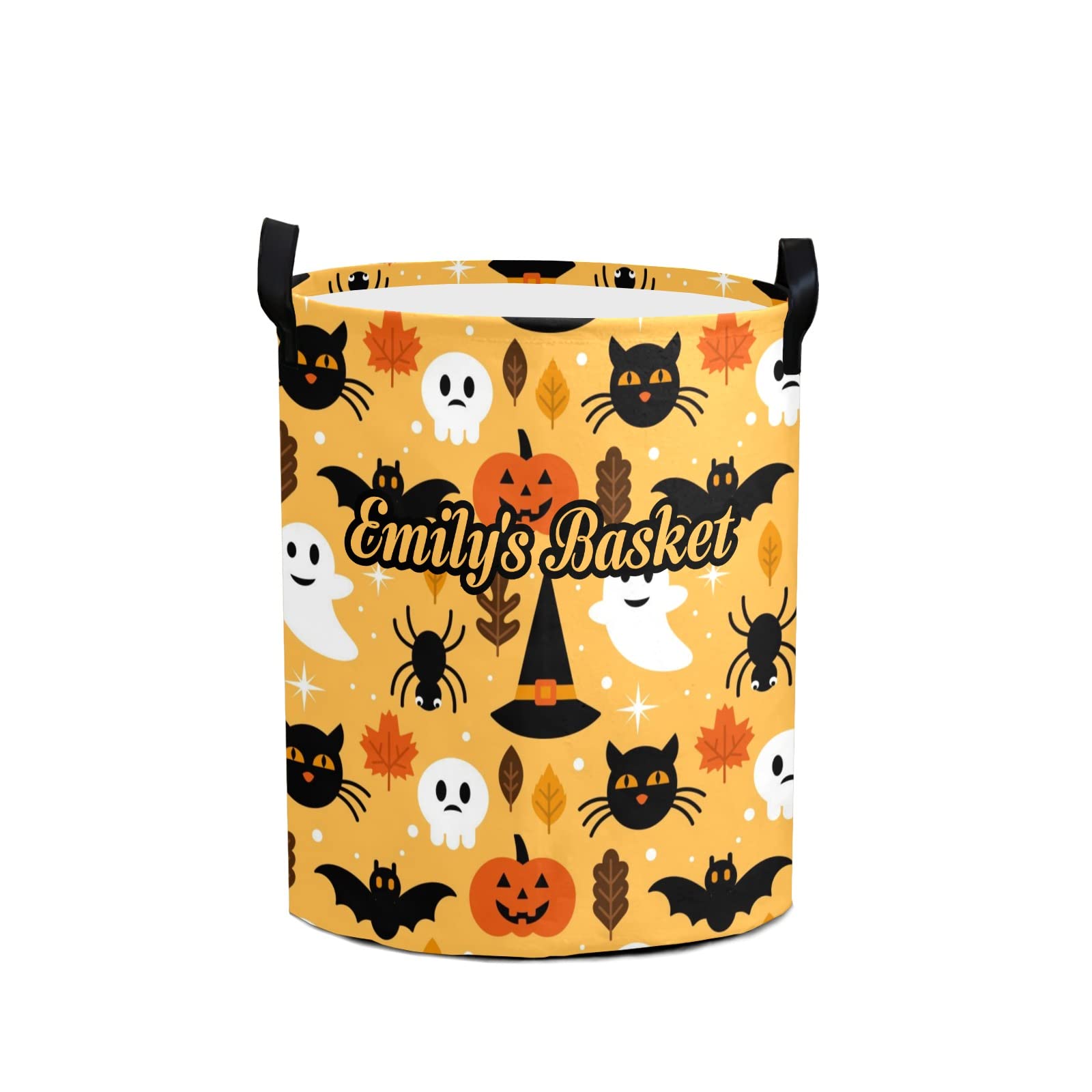 Halloween Ghost Pumpkin Personalized Freestanding Laundry Hamper, Custom Waterproof Collapsible Drawstring Basket Storage Bins with Handle for Clothes