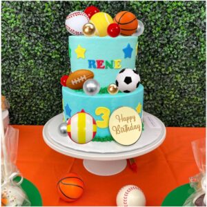 22 pcs sports cake toppers sports cake decoration birthday party decor football baseball basketball rugby tennis volleyball for boys men birthday favors sports theme party decorations supplies