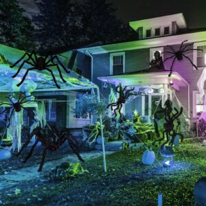 Halloween Spider Set Outdoor Indoor Halloween Decoration Large Size Realistic Scary Hairy Spider for Yard Garden House Decoration(6 Pack, Black)