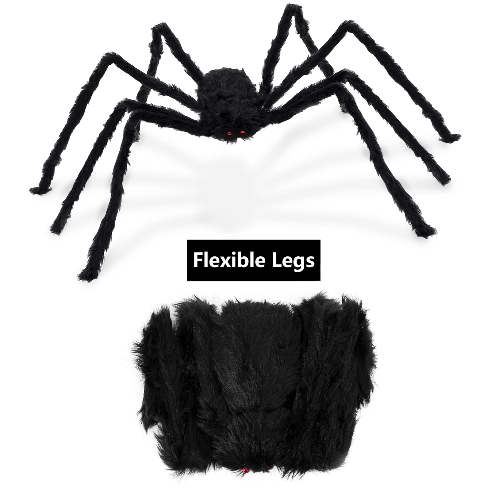 Halloween Spider Set Outdoor Indoor Halloween Decoration Large Size Realistic Scary Hairy Spider for Yard Garden House Decoration(6 Pack, Black)