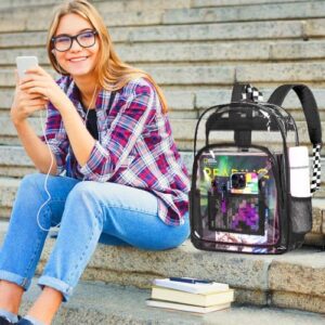 KLFVB Clear Backpack Heavy Duty, See Through Transparent Bookbag - Black One Size