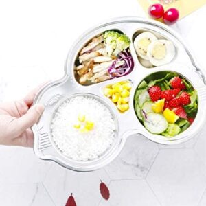 Stainless Steel Plate Divided Meal Tray Sections Dinner Dish for Babies, Toddlers and Kids Eating Food Car Shape BPA-Free Safe Fun Non-Toxic Heavy Duty (silver 2 pack)