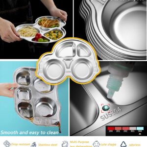 Stainless Steel Plate Divided Meal Tray Sections Dinner Dish for Babies, Toddlers and Kids Eating Food Car Shape BPA-Free Safe Fun Non-Toxic Heavy Duty (silver 2 pack)