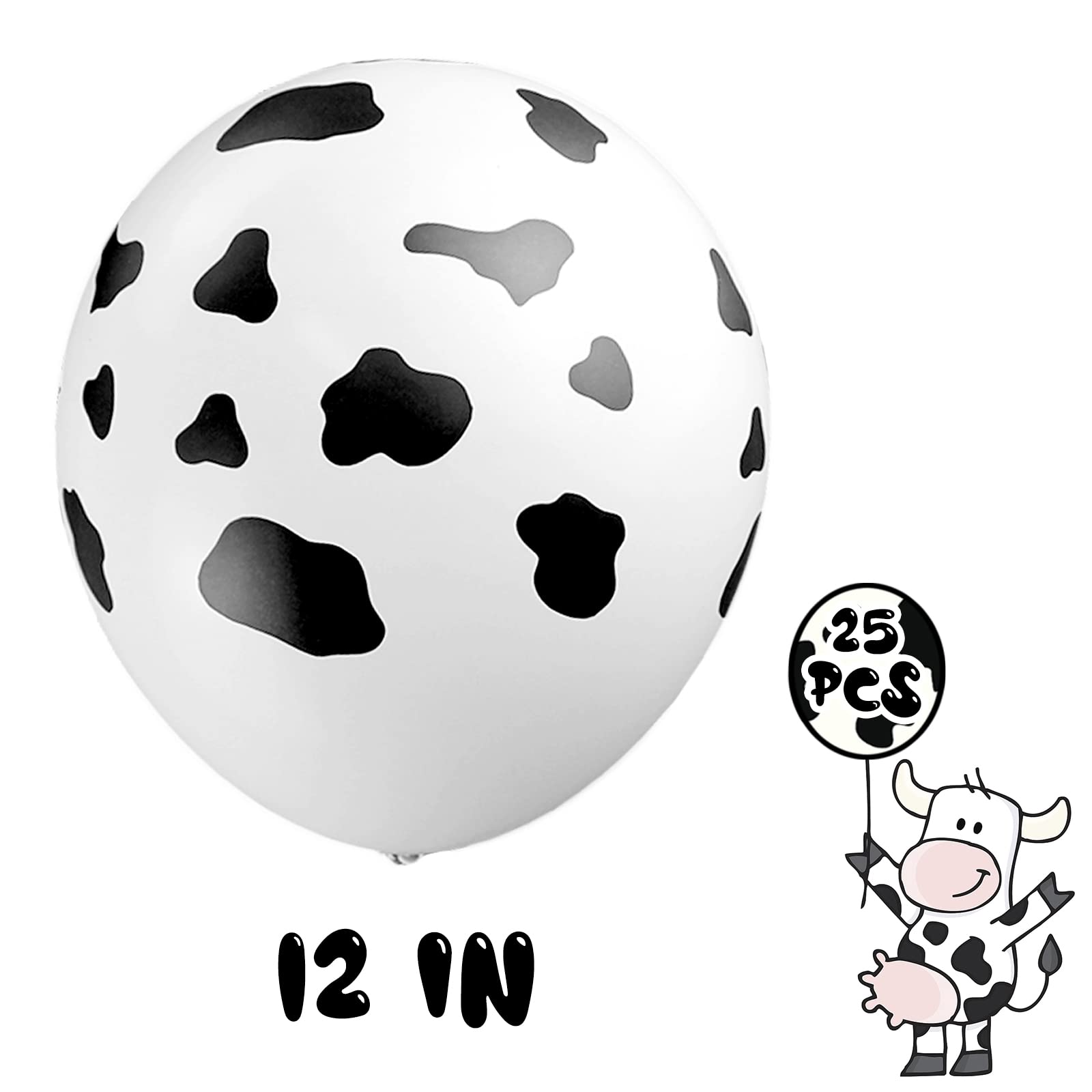 25PCS Cow Balloons,Cow Print Balloons for Cow Party Decoration,Funny Farm Animal Latex Balloons for Children's Birthday Farm Party Decoration Supplies