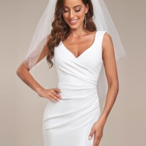 Ever-Pretty Women's Sexy Deep V-Neck Bodycon A-line Floor-Length Wedding Gowns White US8