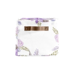 Purple Flower Personalized Custom Text Storage Bins with Handles Shelves Closet Storage Box 2 Pack