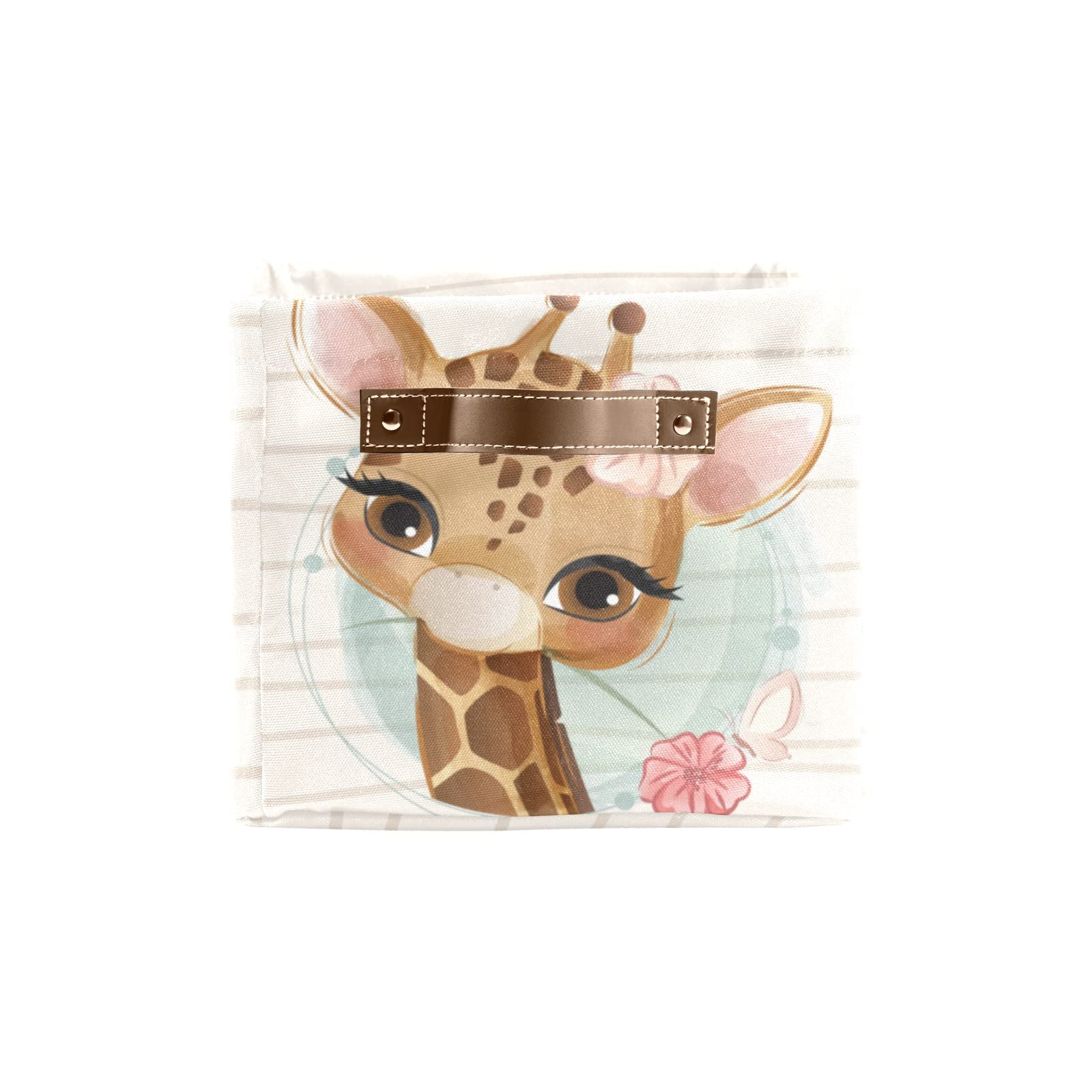 Giraffe Flower Personalized Custom Name Waterproof Storage Boxs Baskets Clothts Towel Book for Bathroom Office 1 Pack