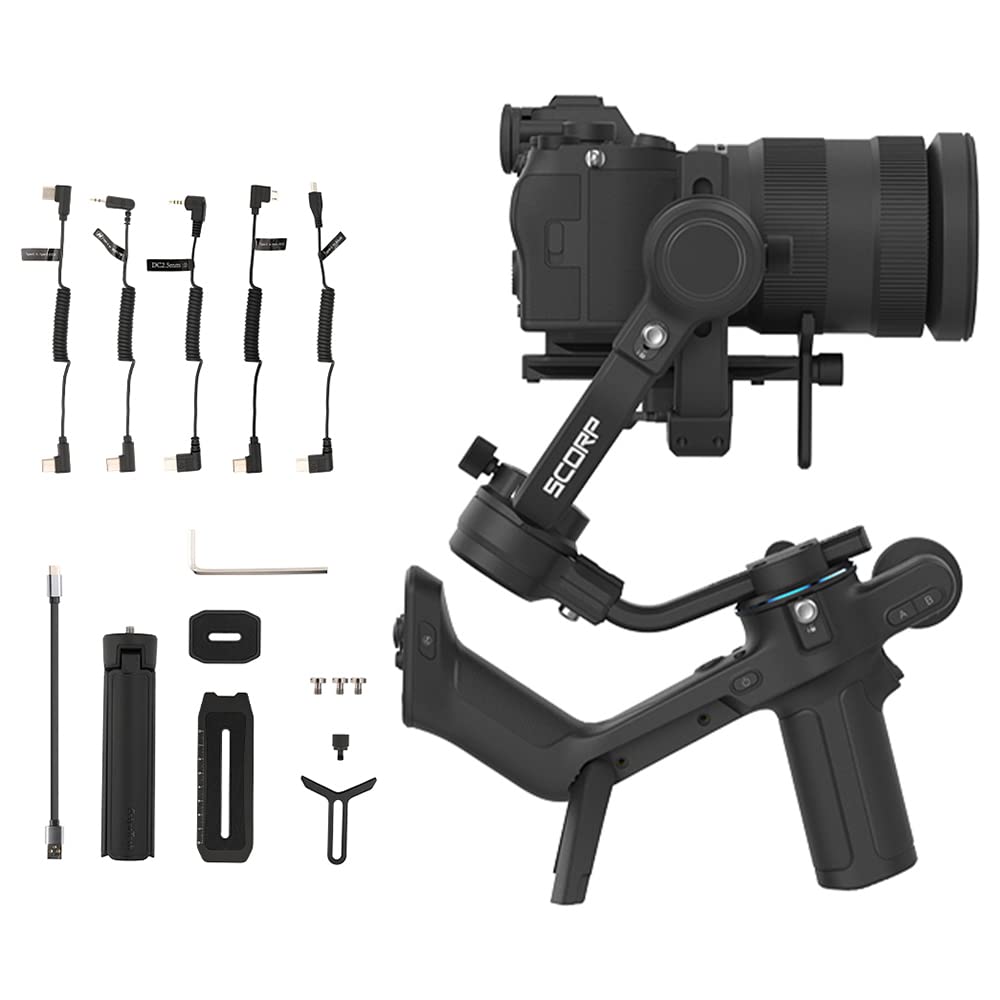 FeiyuTech Official SCORP-C Camera Stabilizer,3-Axis Handheld Gimbal for DSLR and Mirrorless Camera,5.5lbs Payload,Sony,Canon,Panasonic,Lumix,Nikon,Fujifilm,Grip,Lightweight,Button Control