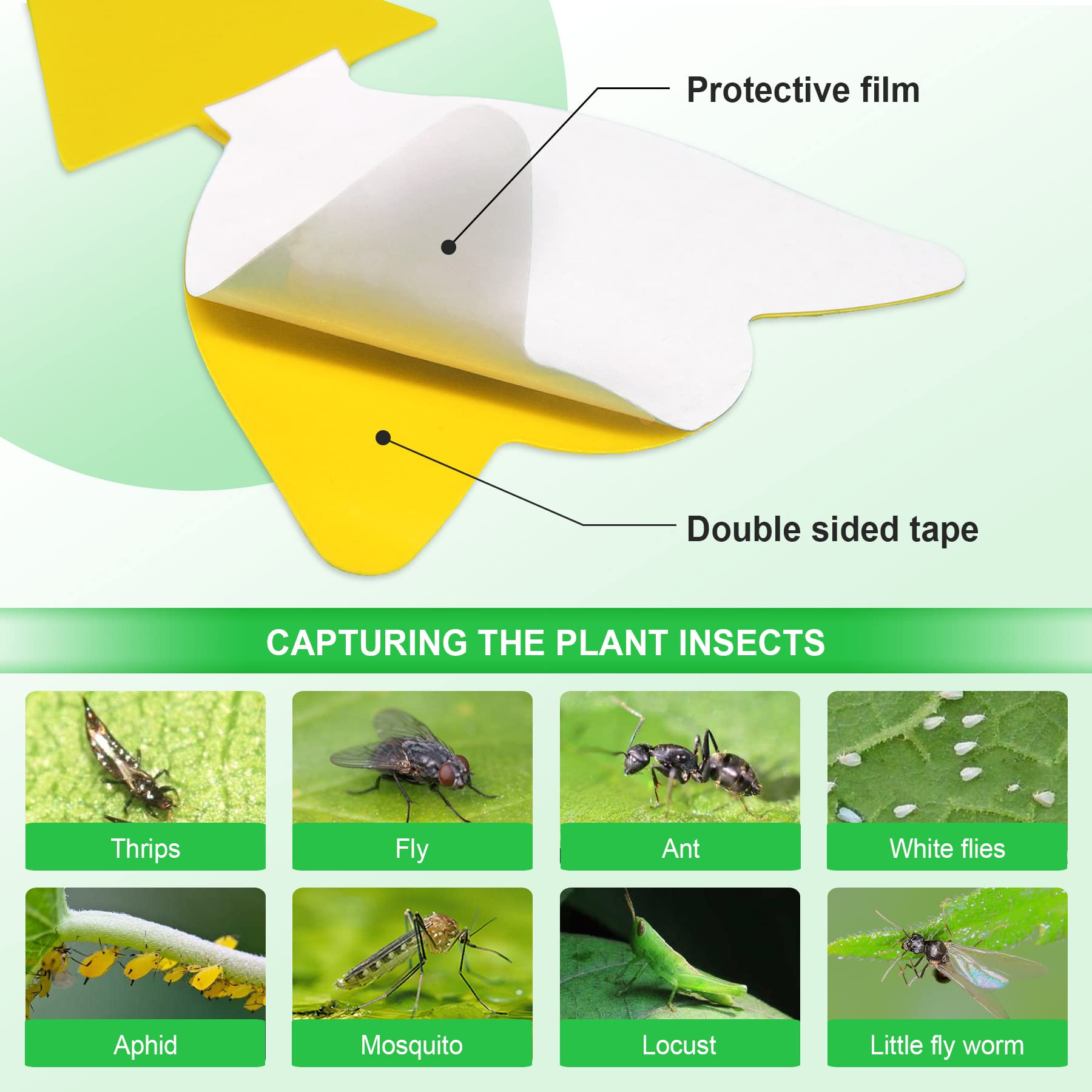 40 Pcs 5 Shapes Yellow Extremely Sticky Traps for Fruit Fly, Whitefly, Fungus Gnat, Insect Catcher Traps for Indoor/Houseplants/Kitchen, Protect The Plant, Non-Toxic, Odorless, Pet & Kid Safe