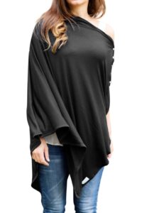byrd & blume maternity nursing cover breathable lightweight breastfeeding cover wrap shawl scarf poncho adjustable snaps full 360 degree coverage stroller blanket infant car seat canopy (black)