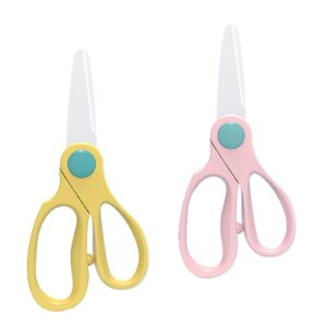 dampen ceramic scissors,soft-grip handles,safety healthy,kitchen scissors,baby food ceramic scissors with travel cover for kids food 2 pack (dsp-3)