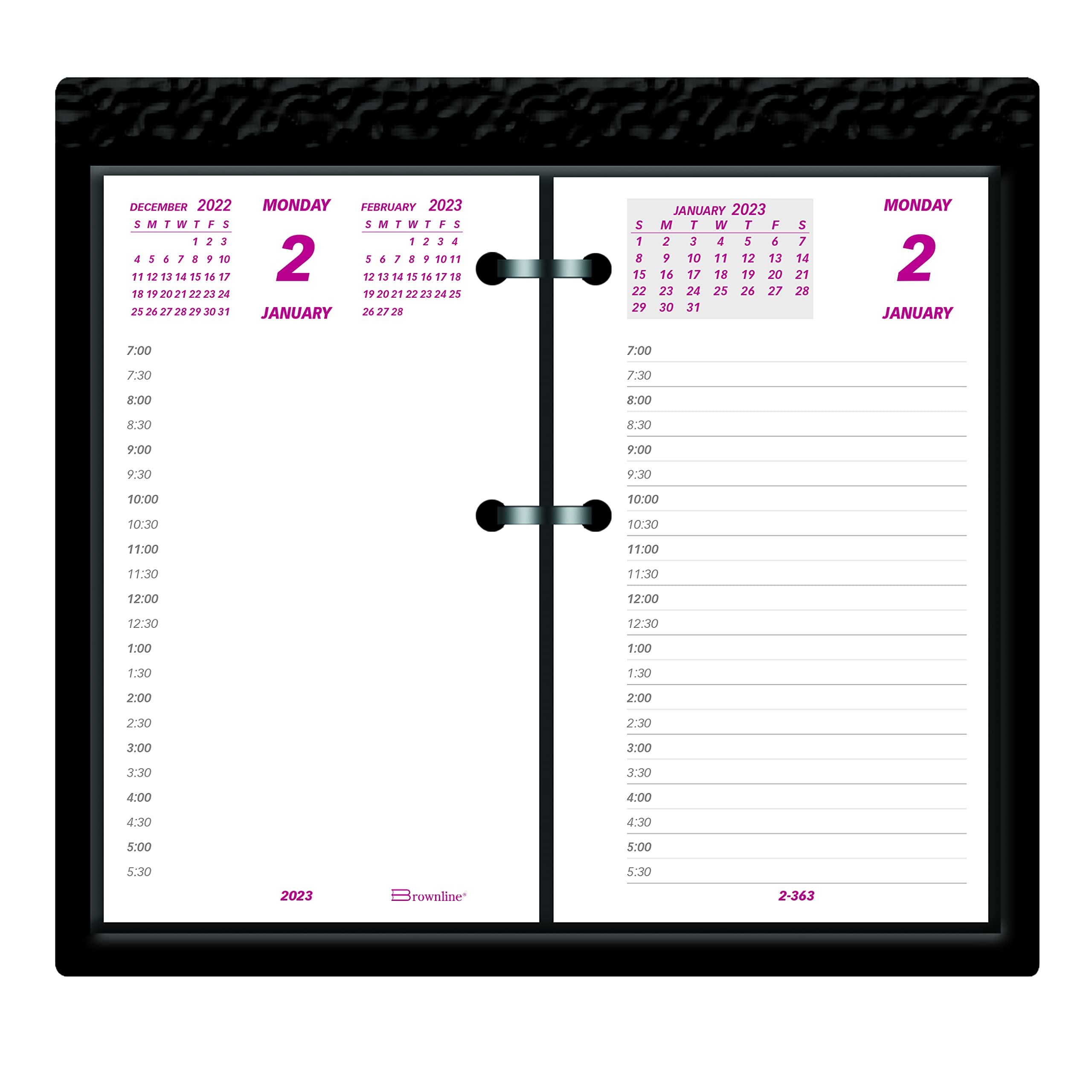 Brownline Daily Calendar Pad Refill, 6 x 3.5, White/Burgundy/Gray Sheets, 2023