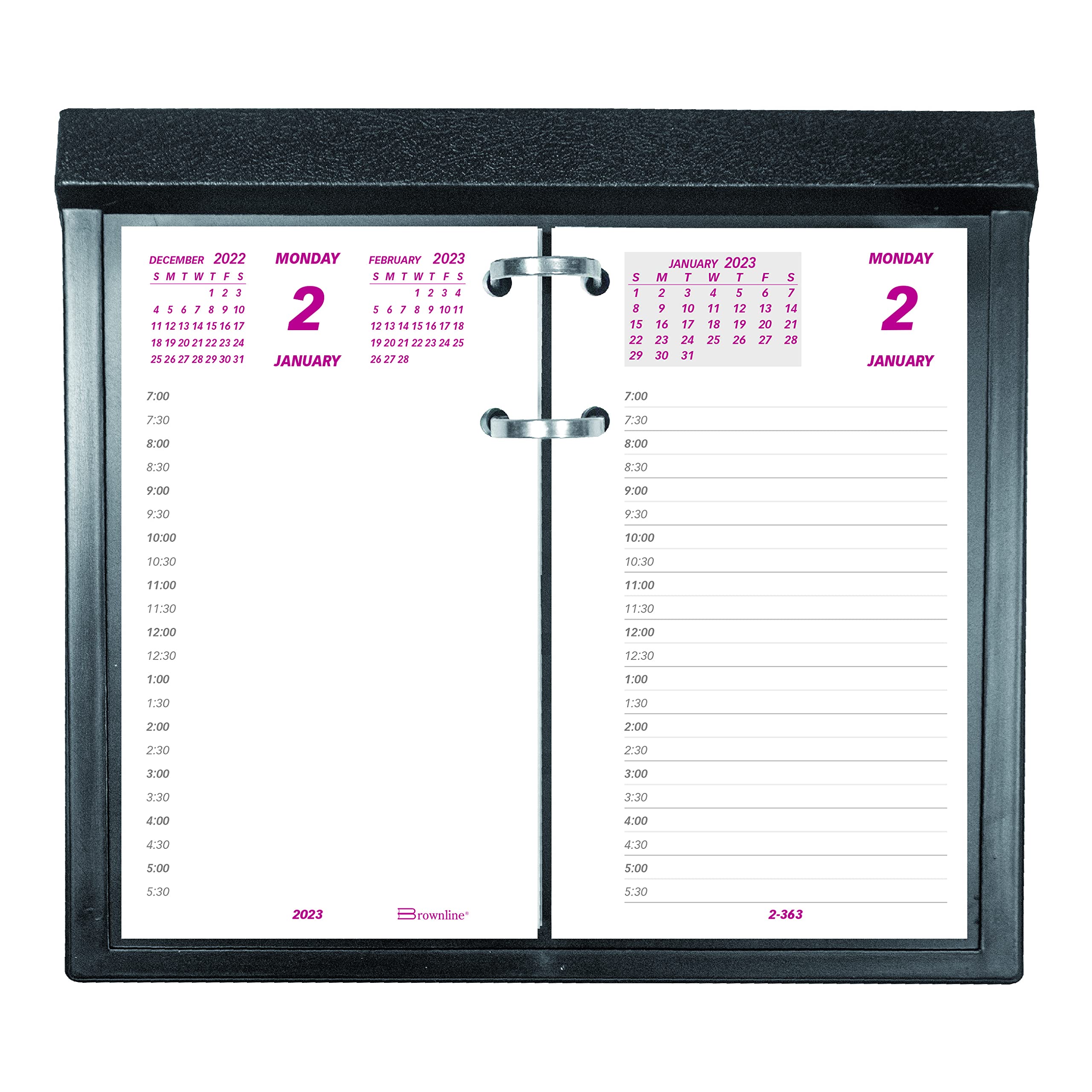 Brownline Daily Calendar Pad Refill, 6 x 3.5, White/Burgundy/Gray Sheets, 2023