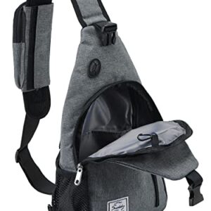 Srekky Sling Bag for Men, Crossbody Sling Backpack Travel Hiking with Detachable Bag (15.3x8.3x2.7inch)(Grey)