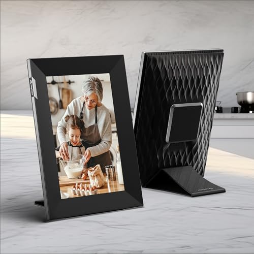 Nixplay 8 inch Touch Screen Digital Picture Frame with WiFi (W08K), Black-Silver, Share Photos and Videos Instantly via Email or App