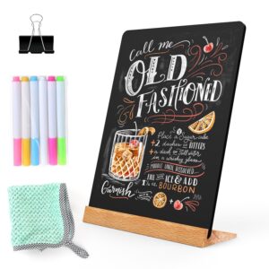 NEWNEWSHOW 8.7x12 Inch Tabletop Chalkboard with Wood Holder, Store Signs Chalkboard Menu Chalkboard Stand, Message Board, Bar and Special Event Decorations, Double-Sided Painting