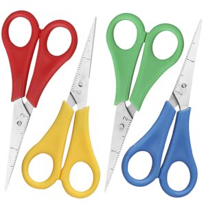kids scissors 4 count pointed kids scissors right and left-handed scissors variety colors scissors for school kids kid scissors, craft scissors, school scissors