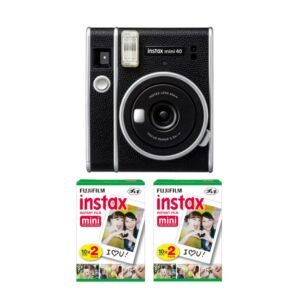 fujifilm instax mini 40 instant film camera bundle with instax color film (2-pack, 40 exposures) (3 items)
