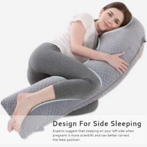 CDORANG Pregnancy Pillow, Full Body Maternity Pillow for Sleeping with Removable Washable Cover, Support for Back, Hips, Legs, Belly for Pregnant Women (Grey)