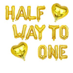 kungoon half way to one balloons,1/2 birthday party supplies,6 months/pregnant/baby shower birthday party decorations,party balloons for boy or girl.(gold)