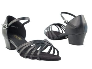 very fine dancesport shoes - ladies salsa, latin, rhythm ballroom practice dance shoes 802 classic - 1.5-inch heel comfortable & shoe bag (black leather, size 9)