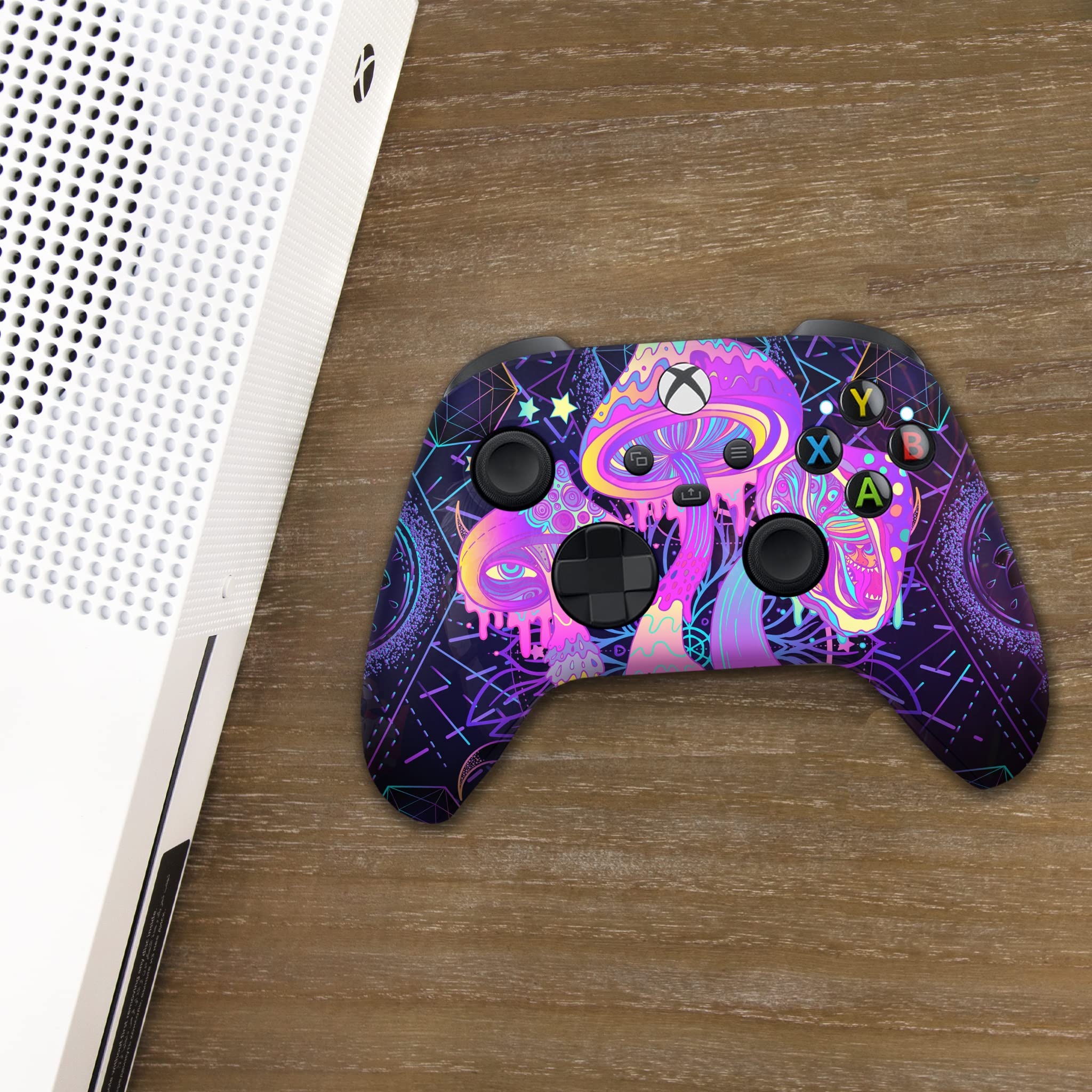 Moving Colorful Abstract Customised Wireless Controller for Xbox by BCB. Original Xbox Controller Compatible with Xbox One / Series X & S Console. Customized with Water Transfer Printing (Not a Skin)