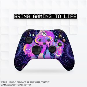 Moving Colorful Abstract Customised Wireless Controller for Xbox by BCB. Original Xbox Controller Compatible with Xbox One / Series X & S Console. Customized with Water Transfer Printing (Not a Skin)