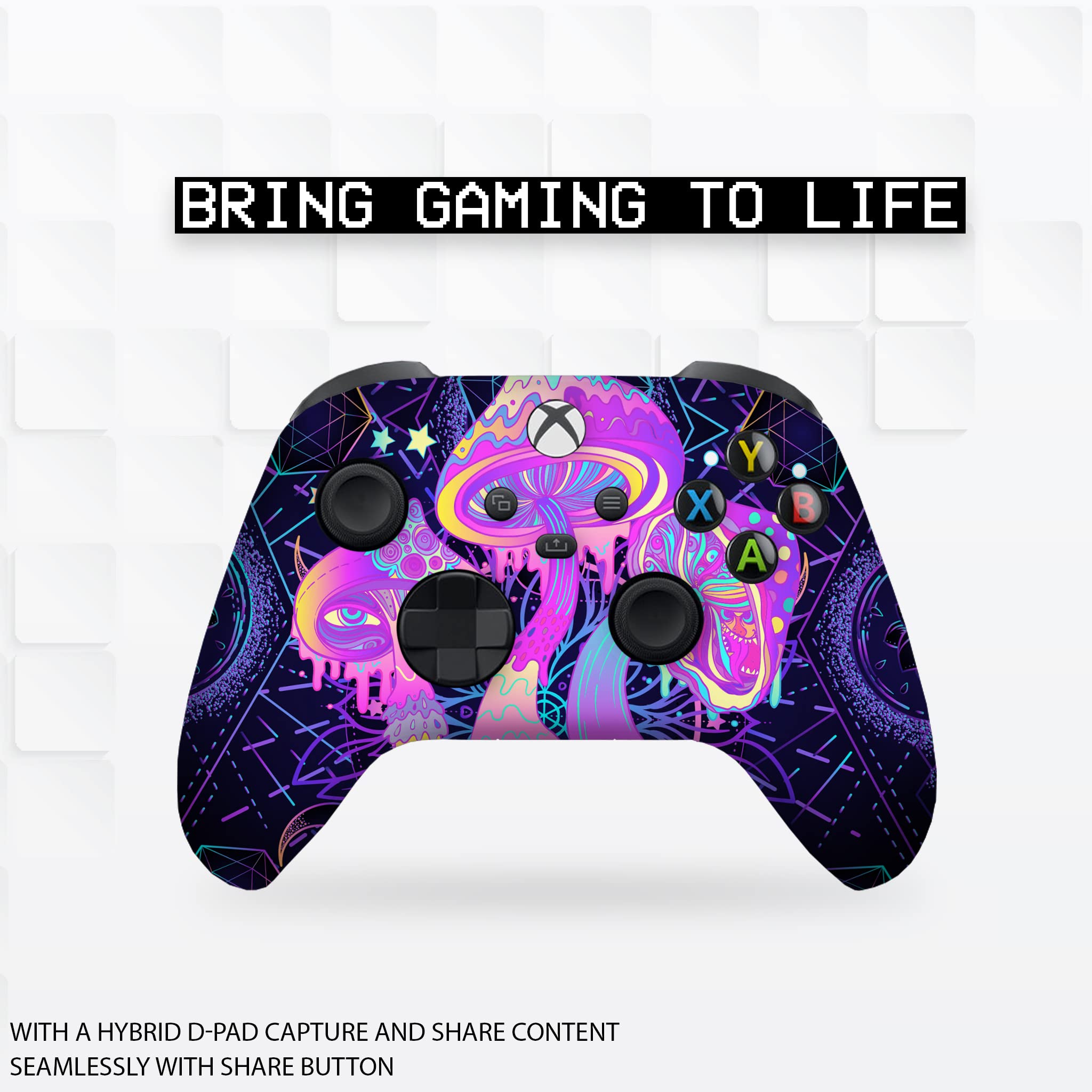 Moving Colorful Abstract Customised Wireless Controller for Xbox by BCB. Original Xbox Controller Compatible with Xbox One / Series X & S Console. Customized with Water Transfer Printing (Not a Skin)