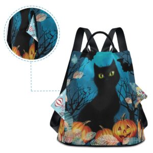 ALAZA Halloween Cat Pumpkin Lovely Women Backpack Anti Theft Back Pack Shoulder Fashion Bag Purse