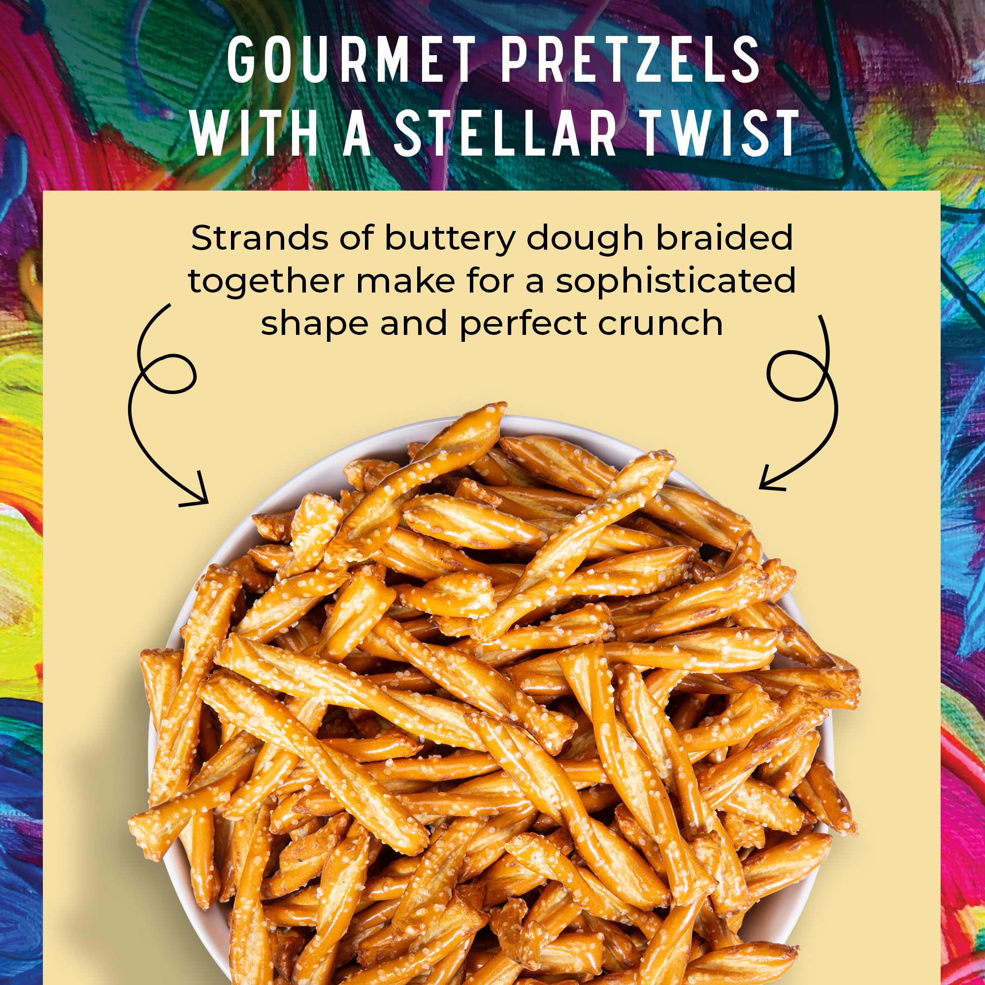 Stellar Pretzels Braids Simply Stellar, 6 Snack Packs (5 oz each) Sea Salt Flavor - Stellar Snacks, Vegan, Kosher, Peanut-Free, Non-GMO, Individual Bags, Pretzel Twists - Made in the USA