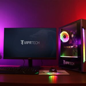 ViprTech Plus Gaming PC Desktop Computer - Intel Core i7 (8-Core), AMD Radeon R7 250 2GB, 8GB RAM, 500GB HDD, WiFi, RGB Lighting, 1 Year Warranty, USA Built