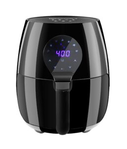 elite gourmet eaf5317d# digital 5.3qt hot air fryer 7 menu functions 1350w oil-less healthy cooker, timer & temperature controls, black
