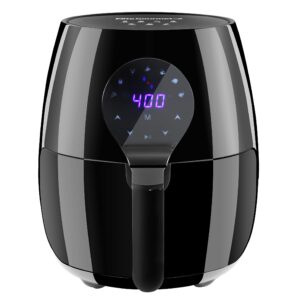 Elite Gourmet EAF5317D# Digital 5.3Qt Hot Air Fryer 7 Menu Functions 1350W Oil-Less Healthy Cooker, Timer & Temperature Controls, Black