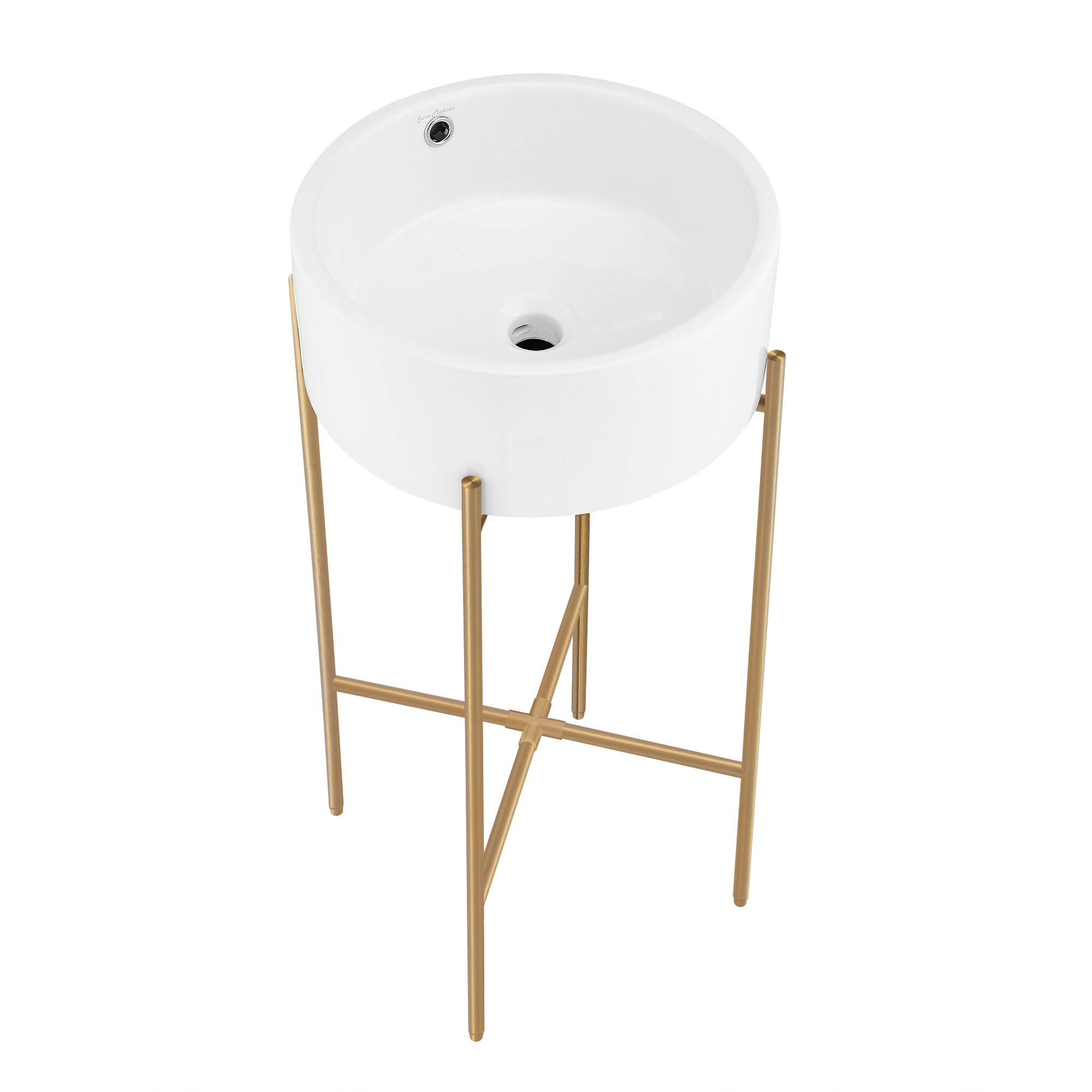 Monaco 16.5" Round Console Sink, White Basin Matte Black Legs