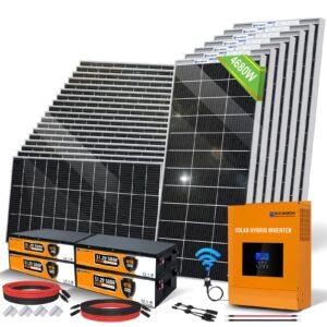 eco-worthy 21.5kwh 4680w 48v solar power complete kit for home shed: 24pcs 195w mono solar panel + 1pc 5000w 48v all-in-one mppt solar charge inverter + 4pcs 48v 50ah lithium battery(10kwh) +z-bracket
