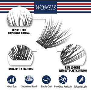 WONSIS Lash Clusters, DIY Eyelash Extension, 120 Lightweight Clusters Individual lashes, Wispy Soft Reusable Artificial Natural Look for Cluster Lash, C Curl False Eyelashes (Allure-12mm)…