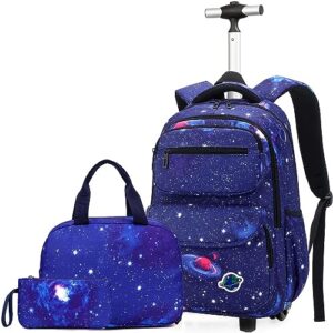 meetbelify backpack with wheels for boys rolling backpack kids luggage with lunch box set for elementary students travel laptop suitcase