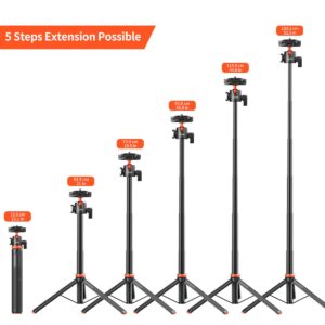 UURig Camera Tripod, 52 inch Extendable Phone Selfie Stick Camera Tripod Stand with 2 in 1 Phone Clip, 5 Levels Adjustment 360° Ball Head Loads Up for iPhone Sony Canon GoPro