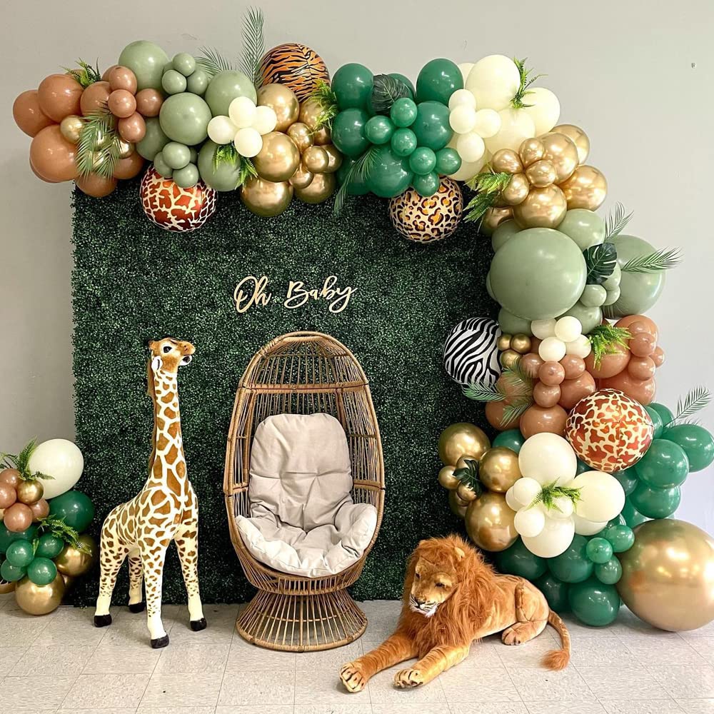 Safari Balloon Arch Garland Jungle Theme Wild One Animal Printed Foil Baby Shower Birthday Party Decoration Tiger leopard Zebra Pattern Helium