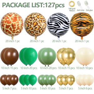 Safari Balloon Arch Garland Jungle Theme Wild One Animal Printed Foil Baby Shower Birthday Party Decoration Tiger leopard Zebra Pattern Helium